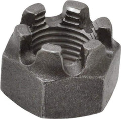 Value Collection - 9/16-18 UNF Grade 5 Steel Castle Locknut - 7/8" Width Across Flats, 39/64" High, Uncoated - Exact Industrial Supply