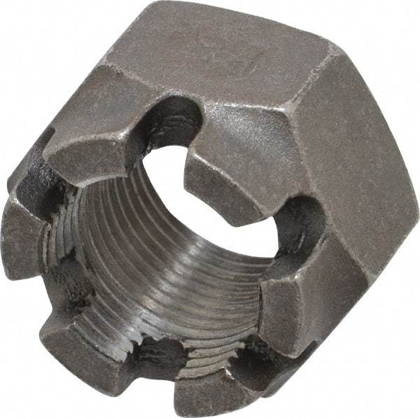 Value Collection - 1-1/8 - 12 UNF Grade 5 Steel Castle Locknut - 1-11/16" Width Across Flats, 1-5/32" High, Uncoated - Exact Industrial Supply