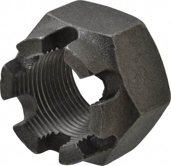 Value Collection - 1-1/4 - 12 UNF Grade 5 Steel Castle Locknut - 1-7/8" Width Across Flats, 1-1/4" High, Uncoated - Exact Industrial Supply