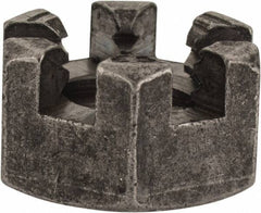 Value Collection - 3/8-16 UNC Grade 2 Steel Slotted Locknut - 9/16" Width Across Flats, 21/64" High, Uncoated - Exact Industrial Supply