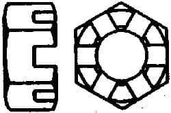 Value Collection - 7/16-20 UNF Grade 2 Steel Slotted Locknut - 11/16" Width Across Flats, 3/8" High, Uncoated - Exact Industrial Supply