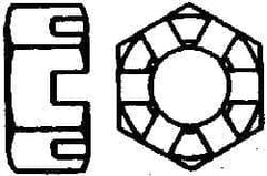 Value Collection - 7/16-20 UNF Grade 2 Steel Slotted Locknut - 11/16" Width Across Flats, 3/8" High, Uncoated - Exact Industrial Supply