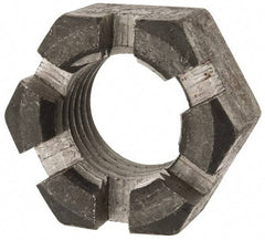 Value Collection - 1-3/8 - 6 UNC Grade 2 Steel Slotted Locknut - 4-1/2" Width Across Flats, 2-37/64" High, Uncoated - Exact Industrial Supply