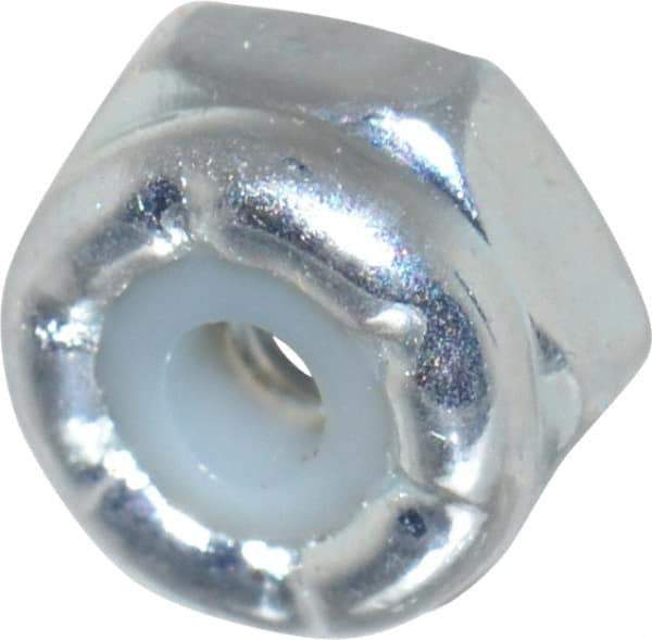 Value Collection - #2-56 UNC Grade 2 Hex Lock Nut with Nylon Insert - 1/4" Width Across Flats, 5/32" High, Zinc-Plated Finish - Exact Industrial Supply