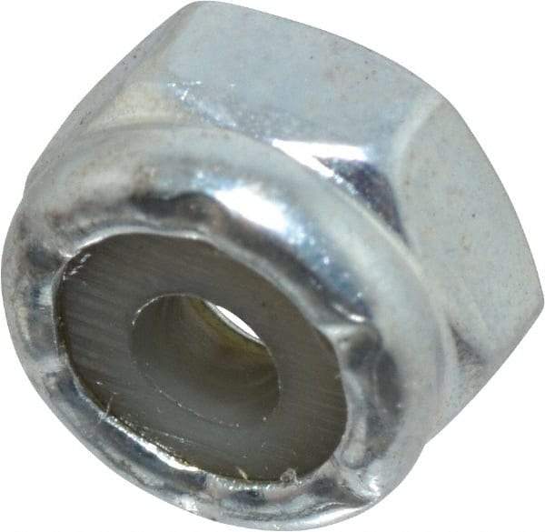 Value Collection - #4-40 UNC Grade 2 Hex Lock Nut with Nylon Insert - 1/4" Width Across Flats, 5/32" High, Zinc-Plated Finish - Exact Industrial Supply