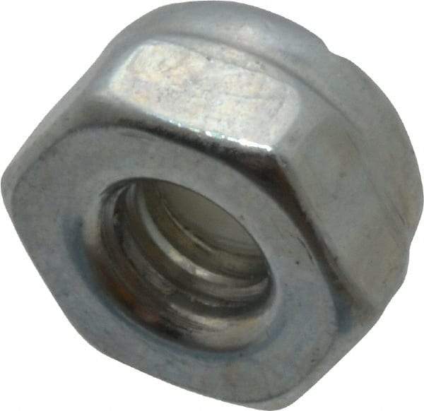 Value Collection - #5-40 UNC Grade 2 Hex Lock Nut with Nylon Insert - 1/4" Width Across Flats, 5/32" High, Zinc-Plated Finish - Exact Industrial Supply
