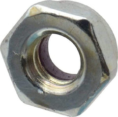 Value Collection - 1/4-20 UNC Grade 2 Hex Jam Lock Nut with Nylon Insert - 7/16" Width Across Flats, 7/32" High, Zinc-Plated Finish - Exact Industrial Supply