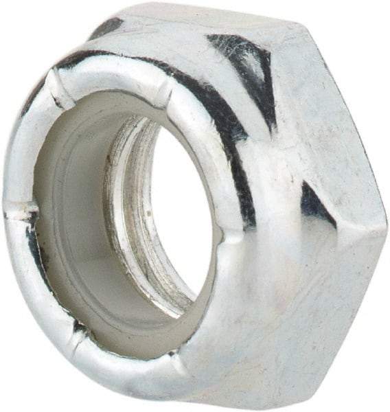Value Collection - 3/8-16 UNC Grade 2 Hex Jam Lock Nut with Nylon Insert - 9/16" Width Across Flats, 9/32" High, Zinc-Plated Finish - Exact Industrial Supply