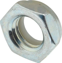 Value Collection - 1/2-13 UNC Grade 2 Hex Jam Lock Nut with Nylon Insert - 3/4" Width Across Flats, 21/64" High, Zinc-Plated Finish - Exact Industrial Supply