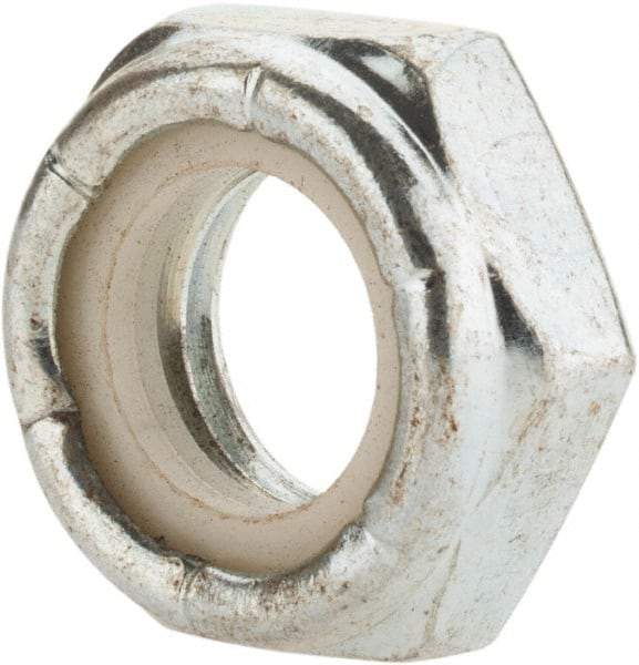 Value Collection - 1-8 UNC Grade 2 Hex Lock Nut with Nylon Insert - 1-7/16" Width Across Flats, 35/64" High, Zinc-Plated Finish - Exact Industrial Supply