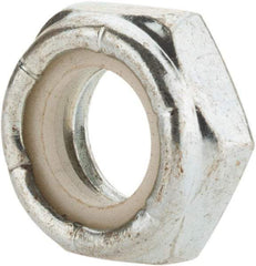 Value Collection - 1-8 UNC Grade 2 Hex Lock Nut with Nylon Insert - 1-7/16" Width Across Flats, 35/64" High, Zinc-Plated Finish - Exact Industrial Supply