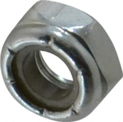 Value Collection - 1/4-28 UNF Grade 2 Hex Jam Lock Nut with Nylon Insert - 7/16" Width Across Flats, 7/32" High, Zinc-Plated Finish - Exact Industrial Supply