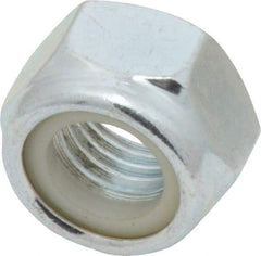 Value Collection - M16x2.00 Metric Coarse Grade 8 Hex Lock Nut with Nylon Insert - 16mm High, Zinc-Plated Finish - Exact Industrial Supply
