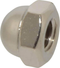Value Collection - 1/4-20" UNC, 7/16" Width Across Flats, Nickel Plated, Steel Acorn Nut - 21/64" Overall Height, Grade 2 - Exact Industrial Supply