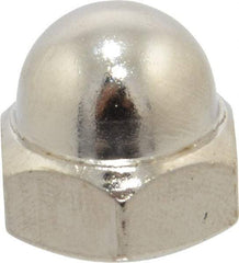 Value Collection - 7/16-14" UNC, 5/8" Width Across Flats, Nickel Plated, Steel Acorn Nut - 11/16" Overall Height, Grade 2 - Exact Industrial Supply