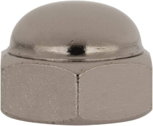 Value Collection - 1/2-13" UNC, 3/4" Width Across Flats, Nickel Plated, Steel Acorn Nut - 9/16" Overall Height, Grade 2 - Exact Industrial Supply