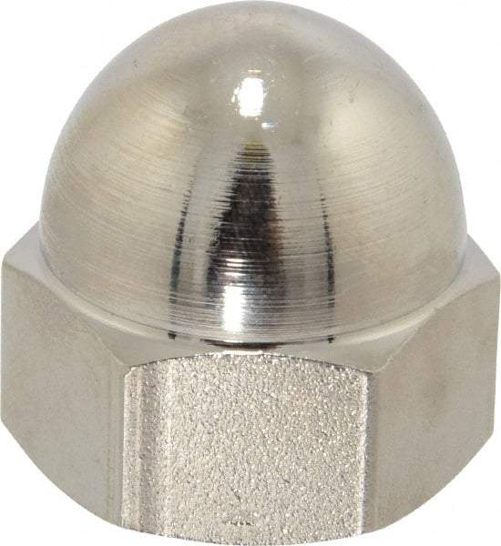 Value Collection - 3/4-10" UNC, 1/16" Width Across Flats, Nickel Plated, Steel Acorn Nut - 1" Overall Height, Grade 2 - Exact Industrial Supply