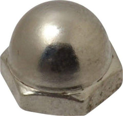 Value Collection - #10-32 UNF, 3/8" Width Across Flats, Nickel Plated, Steel Acorn Nut - 11/32" Overall Height, Grade 2 - Exact Industrial Supply