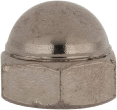 Value Collection - 1/4-28" UNF, 7/16" Width Across Flats, Nickel Plated, Steel Acorn Nut - 21/64" Overall Height, Grade 2 - Exact Industrial Supply