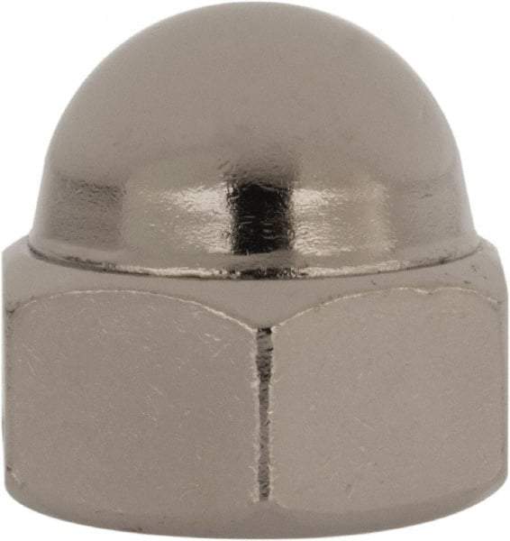 Value Collection - 1/2-20" UNF, 3/4" Width Across Flats, Nickel Plated, Steel Acorn Nut - 9/16" Overall Height, Grade 2 - Exact Industrial Supply