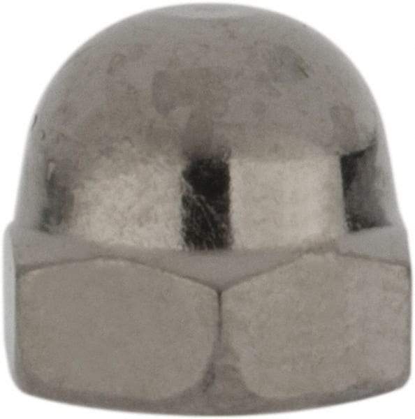 Value Collection - #8-32 UNC, 5/16" Width Across Flats, Nickel Plated, Brass Acorn Nut - 1/4" Overall Height - Exact Industrial Supply