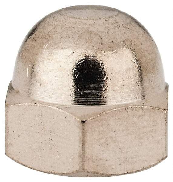 Value Collection - #10-32 UNF, 3/8" Width Across Flats, Nickel Plated, Brass Acorn Nut - 11/32" Overall Height - Exact Industrial Supply