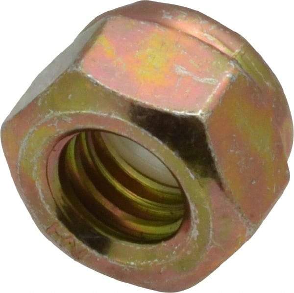 Value Collection - 5/16-18 UNC Grade 8 Hex Lock Nut with Nylon Insert - 1/2" Width Across Flats, 23/64" High, Zinc Yellow Dichromate Finish - Exact Industrial Supply
