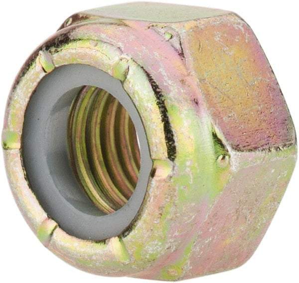 Value Collection - 5/16-24 UNF Grade 8 Hex Lock Nut with Nylon Insert - 1/2" Width Across Flats, 23/64" High, Zinc Yellow Dichromate Finish - Exact Industrial Supply