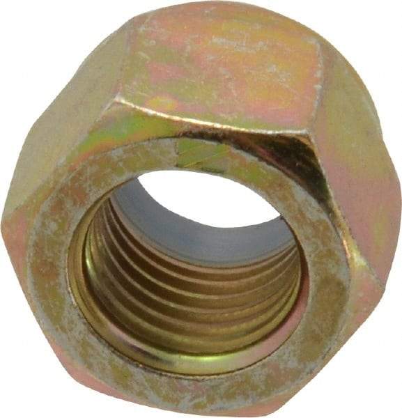 Value Collection - 3/8-24 UNF Grade 8 Hex Lock Nut with Nylon Insert - 9/16" Width Across Flats, 15/32" High, Zinc Yellow Dichromate Finish - Exact Industrial Supply