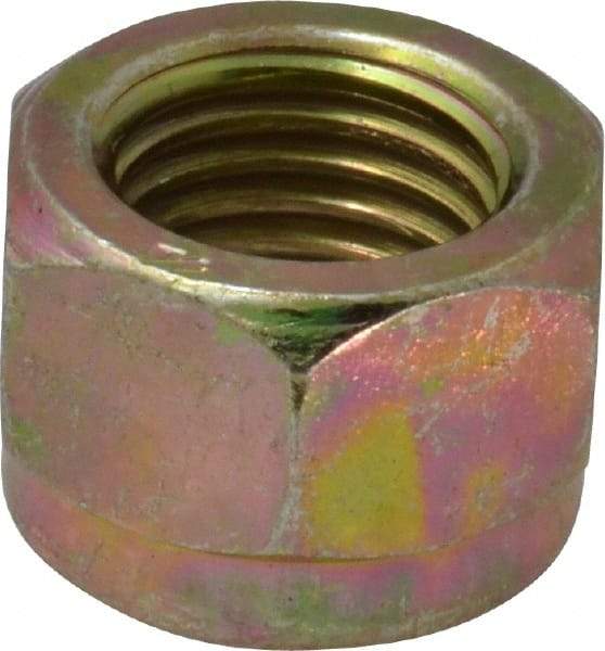 Value Collection - 7/16-20 UNF Grade 8 Hex Lock Nut with Nylon Insert - 11/16" Width Across Flats, 15/32" High, Zinc Yellow Dichromate Finish - Exact Industrial Supply