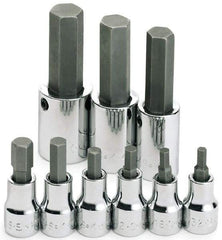 SK - 9 Piece 3/8 & 1/2" Drive Inch Hex Bit Socket Set - 5/32 to 5/8" Hex - Exact Industrial Supply