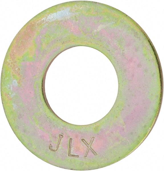 Value Collection - 1-1/4" Screw, Grade 8 Steel USS Flat Washer - 1-3/8" ID x 3" OD, 11/64" Thick, Zinc Yellow Dichromate Finish - Exact Industrial Supply