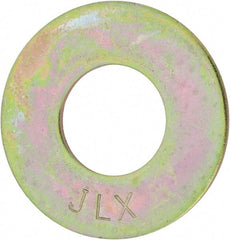 Value Collection - 1-1/4" Screw, Grade 8 Steel USS Flat Washer - 1-3/8" ID x 3" OD, 11/64" Thick, Zinc Yellow Dichromate Finish - Exact Industrial Supply