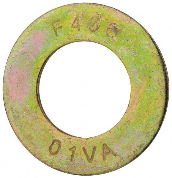 Value Collection - 1-1/4" Screw, Grade 8 Steel SAE Flat Washer - 1-3/8" ID x 2-1/2" OD, 5/32" Thick, Zinc Yellow Dichromate Finish - Exact Industrial Supply