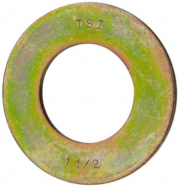 Value Collection - 1-1/2" Screw, Grade 8 Steel SAE Flat Washer - 1-9/16" ID x 3" OD, 5/32" Thick, Zinc Yellow Dichromate Finish - Exact Industrial Supply