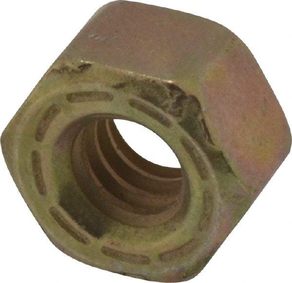 Made in USA - 1/4-20 UNC Steel Right Hand Hex Nut - 7/16" Across Flats, 7/32" High, Zinc Yellow Dichromate Cad & Waxed Finish - Exact Industrial Supply