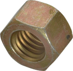 Value Collection - 7/16-14 UNC Steel Right Hand Hex Nut - 11/16" Across Flats, 3/8" High, Zinc Yellow Dichromate Cad & Waxed Finish - Exact Industrial Supply