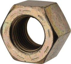 Made in USA - 9/16-18 UNF Steel Right Hand Hex Nut - 7/8" Across Flats, 31/64" High, Zinc Yellow Dichromate Cad & Waxed Finish - Exact Industrial Supply