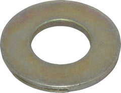 Made in USA - 1/2" Screw, Grade 9 Steel SAE Flat Washer - Zinc Yellow Dichromate Finish - Exact Industrial Supply