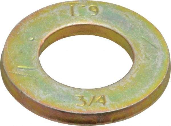 Value Collection - 3/4" Screw, Grade 9 Steel SAE Flat Washer - Zinc Yellow Dichromate Finish - Exact Industrial Supply