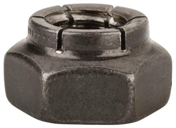 Flex-Loc - 3/8-16 UNC Grade 2 Heavy Hex Lock Nut with Expanding Flex Top - Uncoated, Meets Military Specifications - Exact Industrial Supply