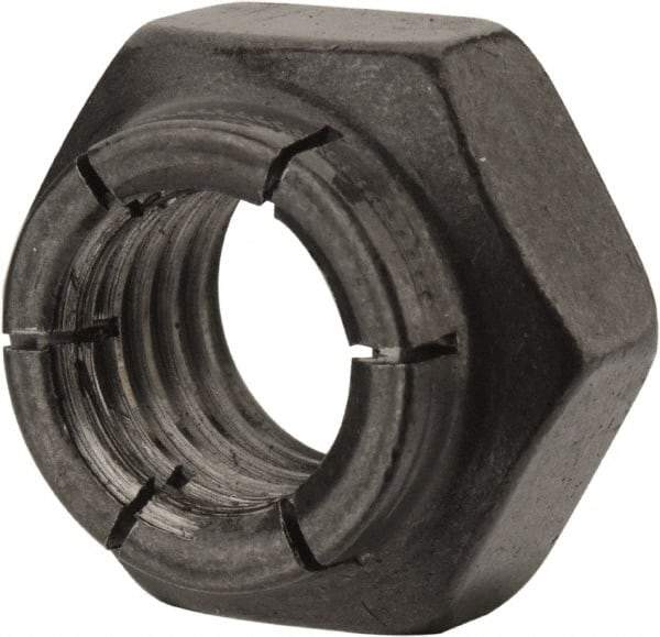 Flex-Loc - 1/2-13 UNC Grade 2 Heavy Hex Lock Nut with Expanding Flex Top - Uncoated, Meets Military Specifications - Exact Industrial Supply