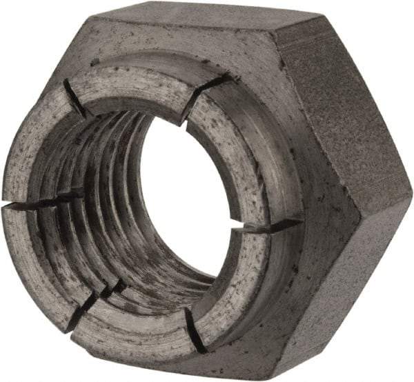 Flex-Loc - 1-8 UNC Grade 2 Heavy Hex Lock Nut with Expanding Flex Top - Uncoated, Meets Military Specifications - Exact Industrial Supply