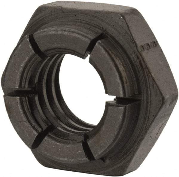 Flex-Loc - 3/8-16 UNC Grade 2 Heavy Hex Lock Nut with Expanding Flex Top - 9/32" High, Uncoated, Meets Military Specifications - Exact Industrial Supply