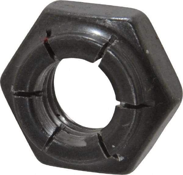 Flex-Loc - 7/16-14 UNC Grade 2 Heavy Hex Lock Nut with Expanding Flex Top - 21/64" High, Uncoated, Meets Military Specifications - Exact Industrial Supply