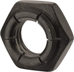 Flex-Loc - 1/2-13 UNC Grade 2 Heavy Hex Lock Nut with Expanding Flex Top - 21/64" High, Uncoated, Meets Military Specifications - Exact Industrial Supply