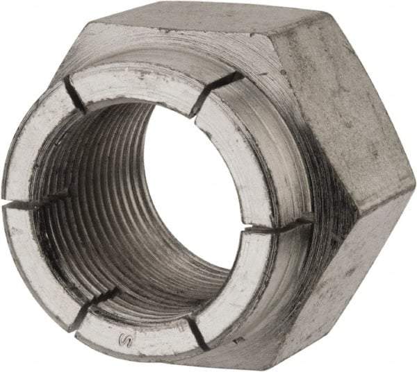 Flex-Loc - 1-14 UNF Grade 2 Hex Lock Nut with Expanding Flex Top - 1-7/16" Width Across Flats, 1-3/16" High, Cadmium-Plated Finish - Exact Industrial Supply