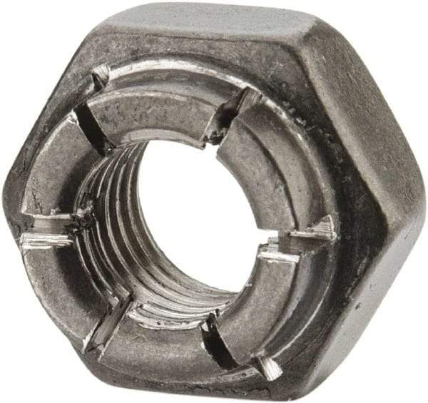 Flex-Loc - 1/4-28 UNJF 18-8 Hex Lock Nut with Expanding Flex Top - Uncoated, Meets Military Specifications - Exact Industrial Supply