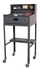 Durham - 1 Drawer Mobile Shop Desk - 23" Wide x 20" Deep x 47-3/4" High, Gray - Exact Industrial Supply