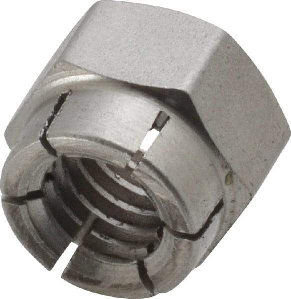 Flex-Loc - 3/8-16 UNC 18-8 Hex Lock Nut with Expanding Flex Top - Uncoated, Meets Military Specifications - Exact Industrial Supply